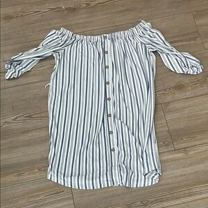 Ultra Flirt Blue and White Striped Top
